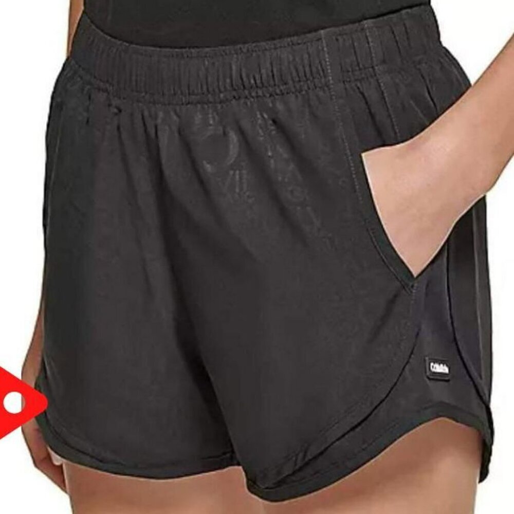 Calvin Klein Women's Black Printed 3" Running Shorts - Size Large